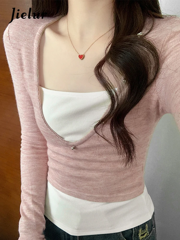 Jielur весенний сексуальный комплект из двух предметов женская блузка