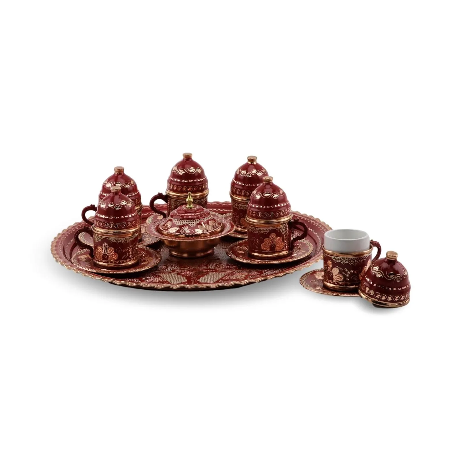 

Кофейный набор Morya с вышивкой в виде красной розы