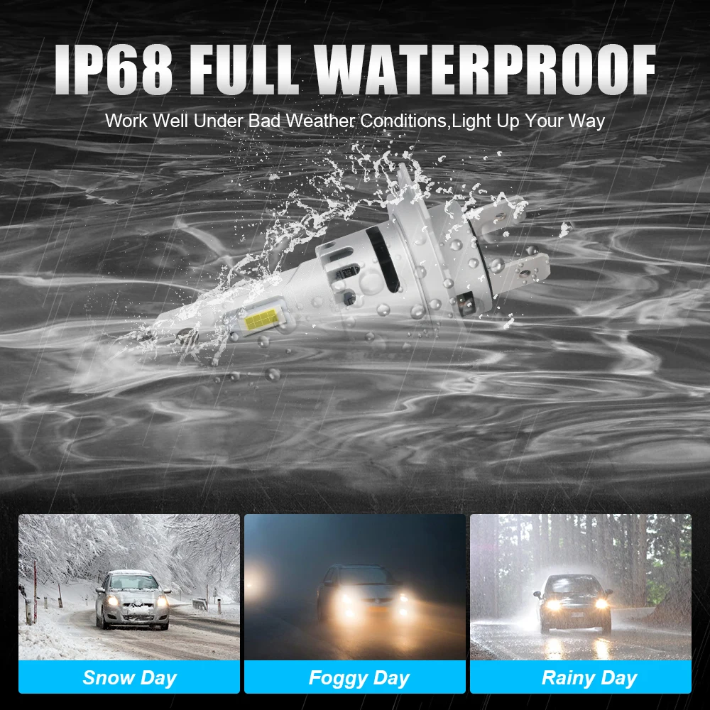 2 шт. мощные светодиодные лампы для фар 80 Вт 6000 К лм