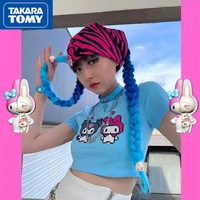 takara tomy summer girls cotton hello kitty sweet and cute short navel t shirt cartoon printing slim short sleeved top