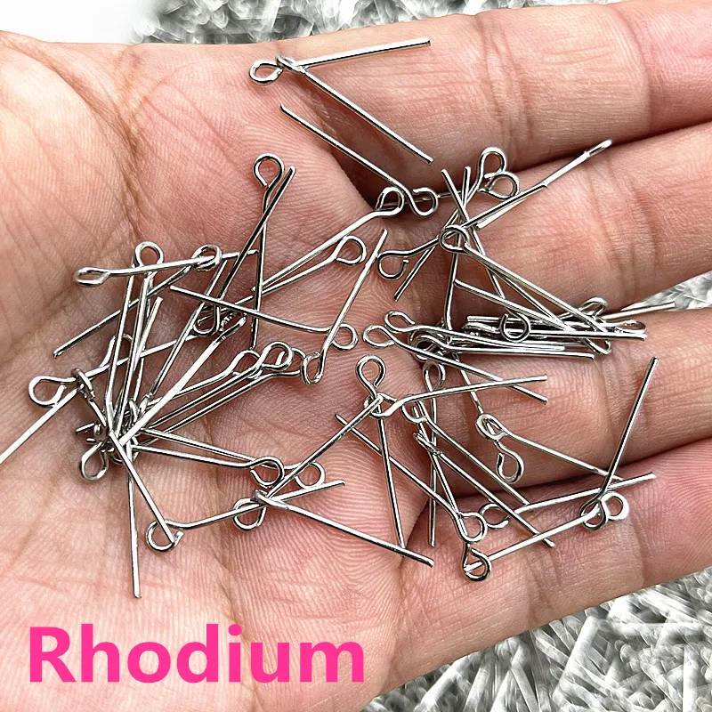 16 18 20 22 24 26 28 30 32mm Eye Head Pins Classic 6 Colors Plated Eye Pins for Jewelry Findings Making DIY Earring Accessories images - 6