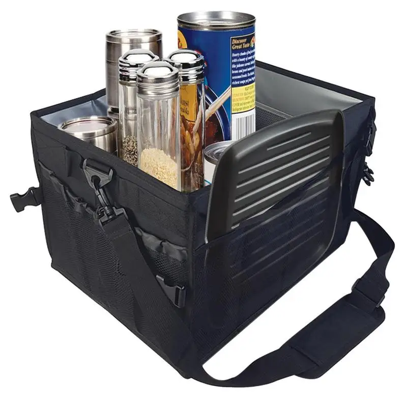

Picnic Caddy Folding Barbecue Caddy With Separate Compartments Camping Organizer Picnic Basket Storage Bag Caddy Tote Bag For