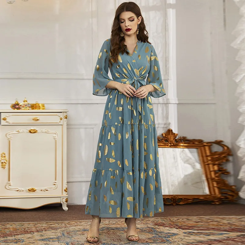 BM21-071 Шифоновое платье горячего тиснения с прилегающим кроем стильная и модная