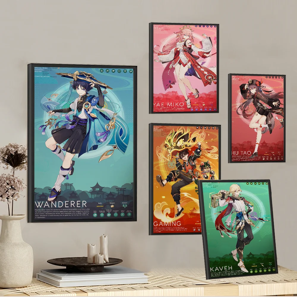 Популярные игровые персонажи Genshin Impact плакат