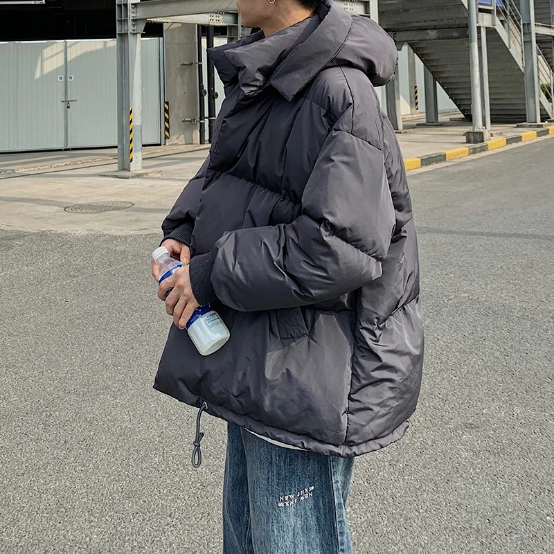 Winter Jacket Men's Parka Warm Fashion Casual Korean Style Hooded Short Coat Men Streetwear Wild Loose Thick Jacket Mens Clothes