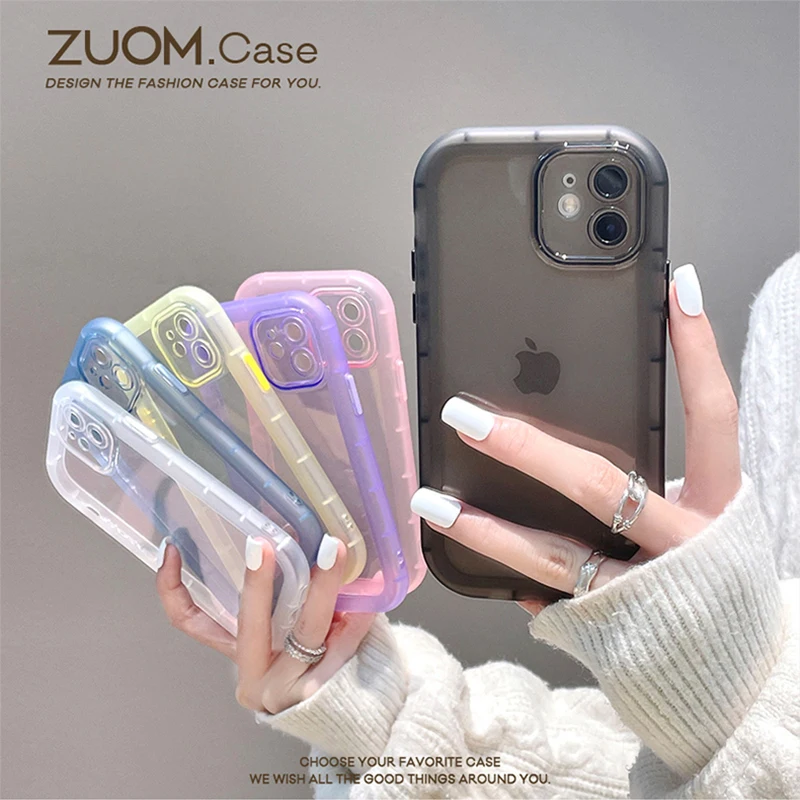 

Candy Color Transparent Shockproof Phone Case For iPhone 11 12 13 14 Pro Max X XS XR 7 8 Plus Clear Soft Lens Protection Cover