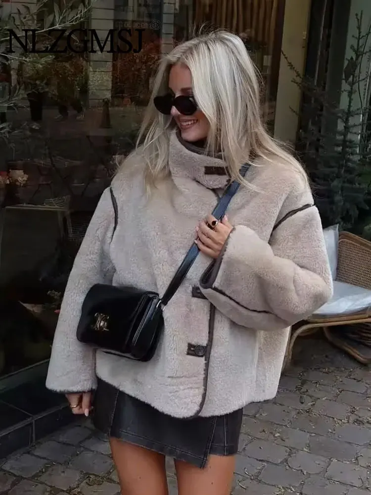 Зимняя флисовая куртка TRAF 2024 Женское пальто из искусственной шерсти женские