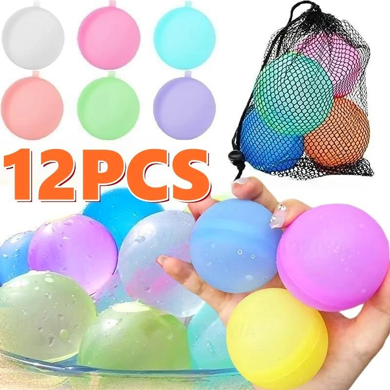 

12PCS Reusable Water Balloons Balls Adults Kids Summer Swimming Pool Silicone Water Fighting Playing Toys Pool Water Amusement