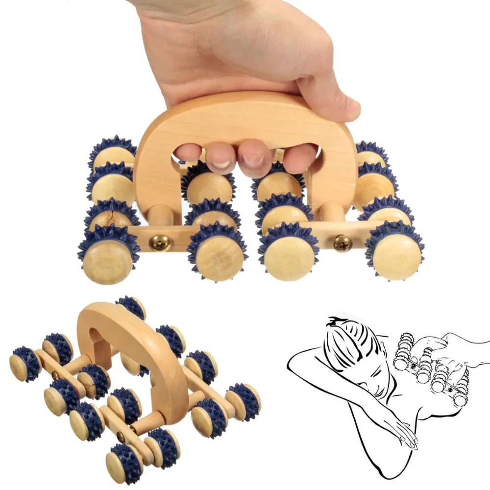 

16 Massage Balls Wooden Roller Tool for Foot Body Hand Hold Ball Roller Leg Body Massage Wheel Relieve Body Leg Pain Massager