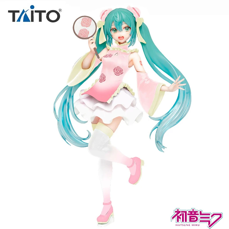 

In Stock Taito Vocaloid Hatsune Miku White and Pink Cheongsam 19Cm Brand New Original Anime Figure Action Figures Model Toys