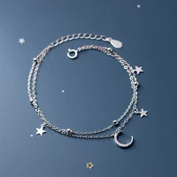 popular fashion double layer sweet diamond star moon bracelets for women birthday holiday gift luxury jewelry gothic accessories