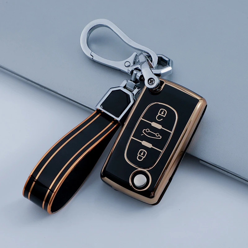 

TPU Car Key Case Cover Keychain Protection For Peugeot 107 207 307 308 407 607 3008 5008 For Citroen Xsara Picasso C5 C6 C8