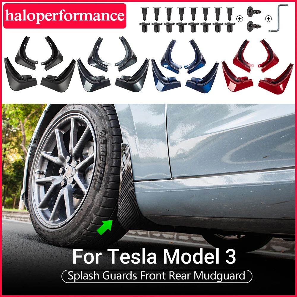 

Model3Y Mud Flaps For Tesla Model 3 2021 Accessories Mudguards Splash Guards Fender Matte Black Carbon Fiber ABS Model Three