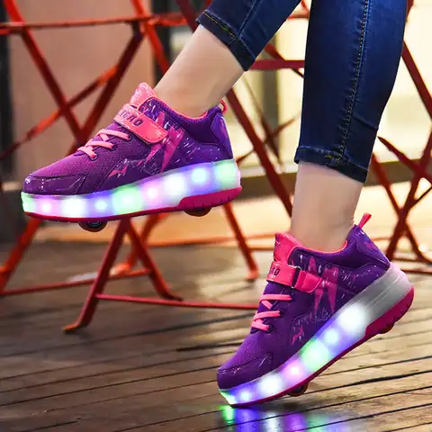 Кроссовки роликовые для мальчиков и девочек, модная повседневная спортивная обувь, подарок, дизайнерские ботинки со светодиодной подсветк...