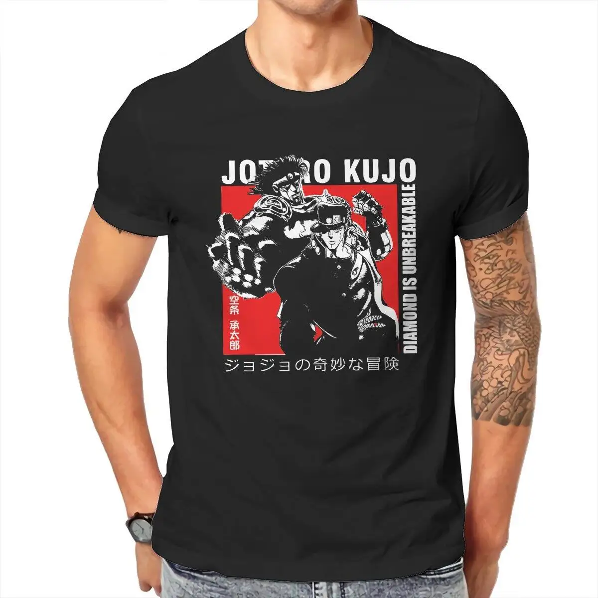 

Men's T-Shirt Jotaro Kujo Brando Dio Manga Vintage 100% Cotton Tee Shirt Jojos Bizarre Adventure Anime T Shirt Clothes Plus Size