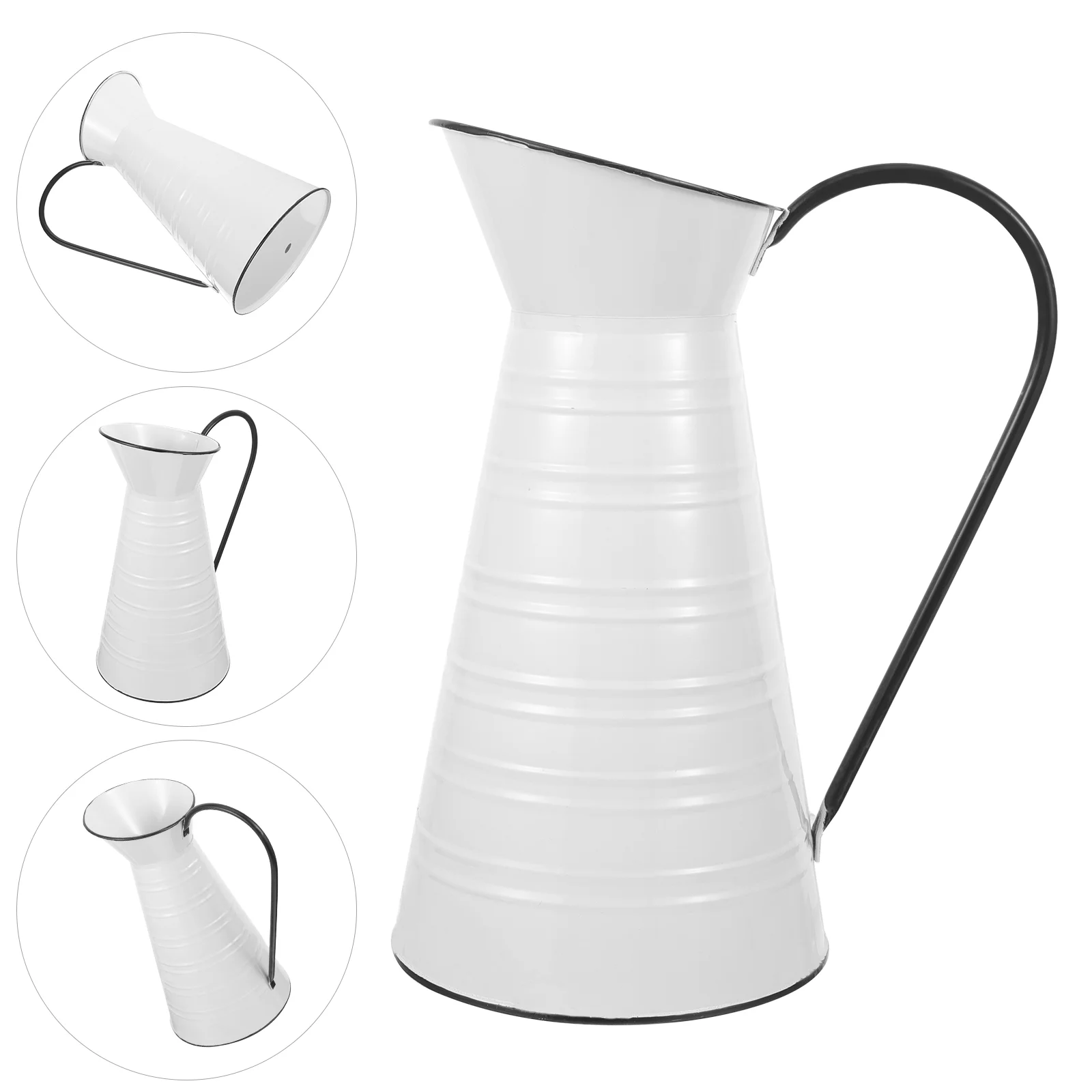 

Vintage Flower Pot Metal Pitcher Vase Planters Bucket Farmhouse Decorative Iron Fake Flowers