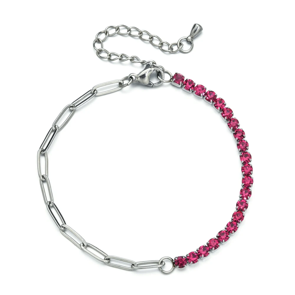 ZMZY Luxury Crystal CZ Tennis Bracelet Bangle for Women Classic Stainless Steel Chain Bracelets Wedding Fashion Jewelry Gift images - 6