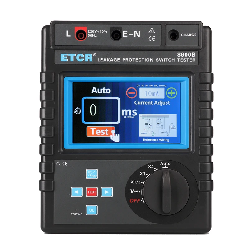 ETCR8600B Тестер защиты от утечки Трехфазный детектор выключателя Двухрежимный
