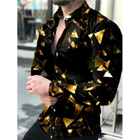 2022 hot sale mens luxury shirts lapel button shirts casual printed long sleeve tops mens clothing prom party cardigan