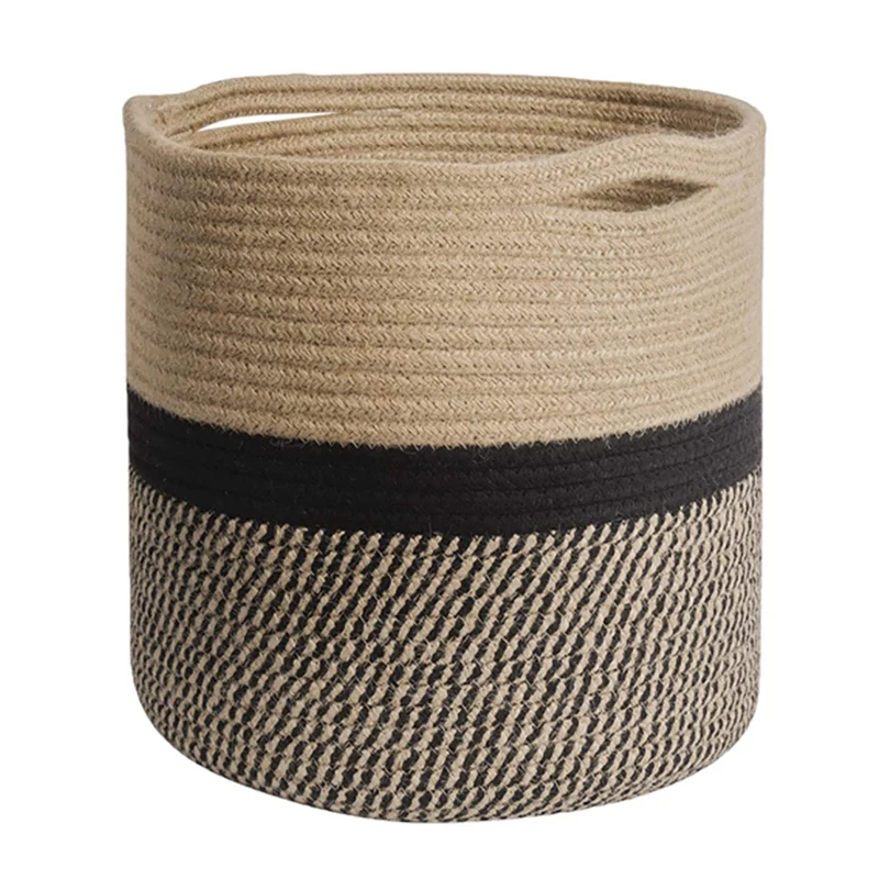

Storage Bins Cube Organizer Baskets, Plant Pot Cover Woven Planter Basket Laundry Basket With Handles Modern Home Decor