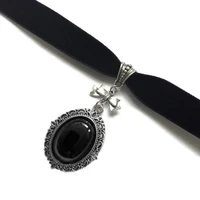 new hot selling classic retro velvet water drop black gemstone pendant necklace beautiful sexy goddess collar