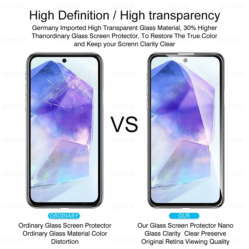 3 шт. Защитная пленка для экрана Samsung Galaxy A55 Защитное стекло Закаленная A15 A25 A35 a55 5G