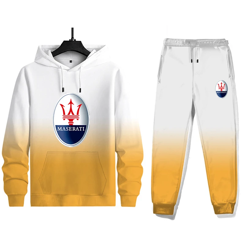 

Maserati 2022 New 3D Men's Women's Couple Suit Hoodie + Casual Pants Light Color Discoloration Printing Fashion Sports Suit