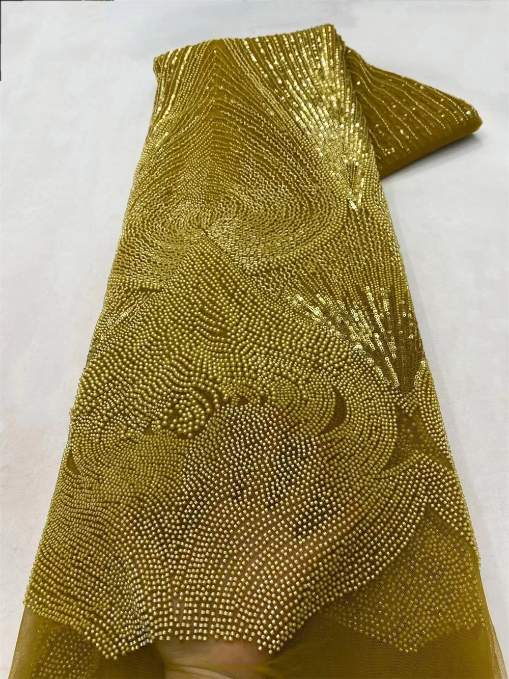 Розово-красные блестки Роскошные Бусины кружева в африканском стиле 2024 высокое