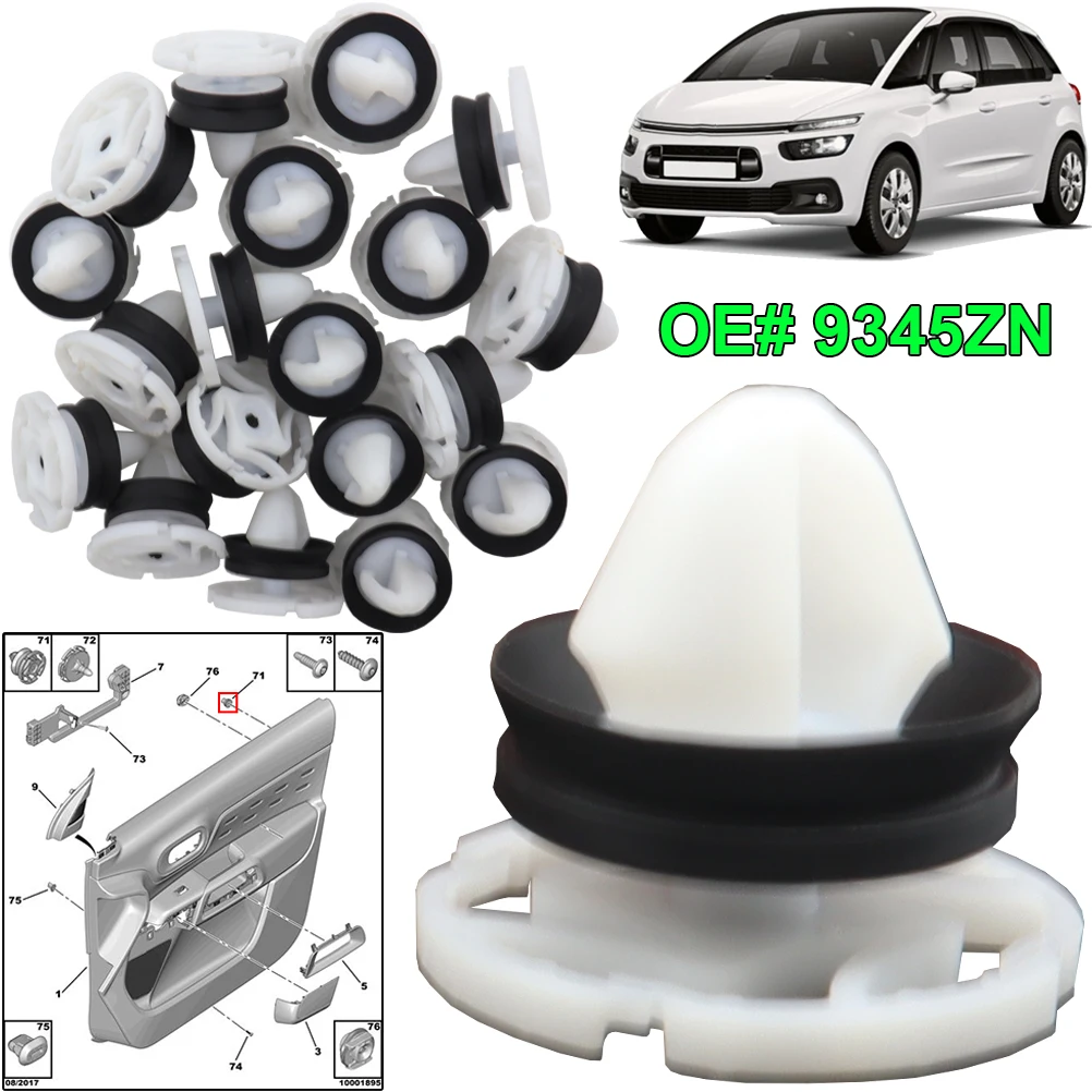 Зажимы для внутренней двери автомобиля, зажимы для отделки карточки, крепежные зажимы для Peugeot Citroen Renault OE # 9345ZN 1007928