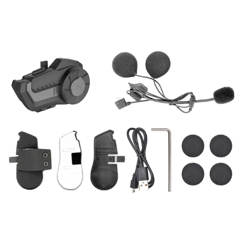 

Motorcycle Helmet Intercom Headset 800M 2 Rider Talking Bluetooth-compatible 5.0 Headset with Microphone FM Radio