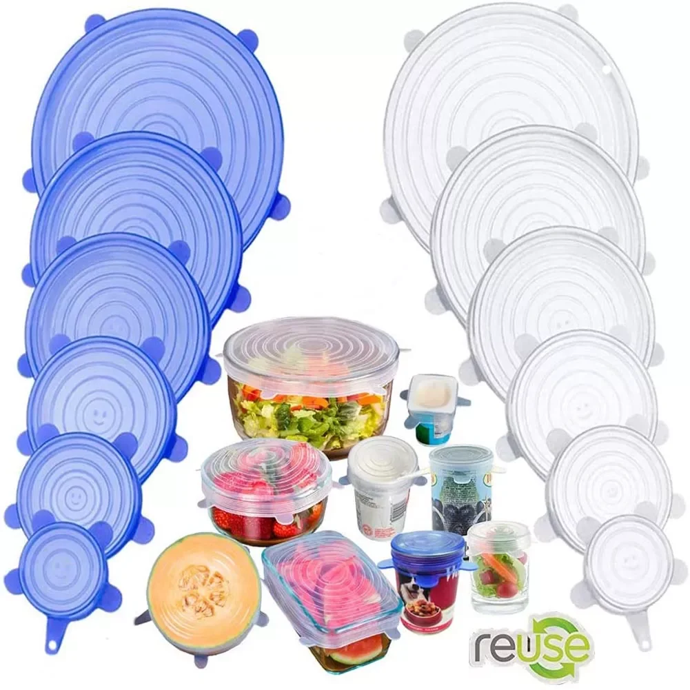 

Silicone Cover Stretch Lids Reusable Airtight Food Wrap Covers Keeping Fresh Seal Bowl Stretchy Wrap Cover Kitchen Cookware