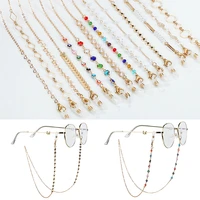 fashion pearl mask chains glasses chain for women retro metal sunglasses lanyards eyewear cord colorful crystal headphone chain