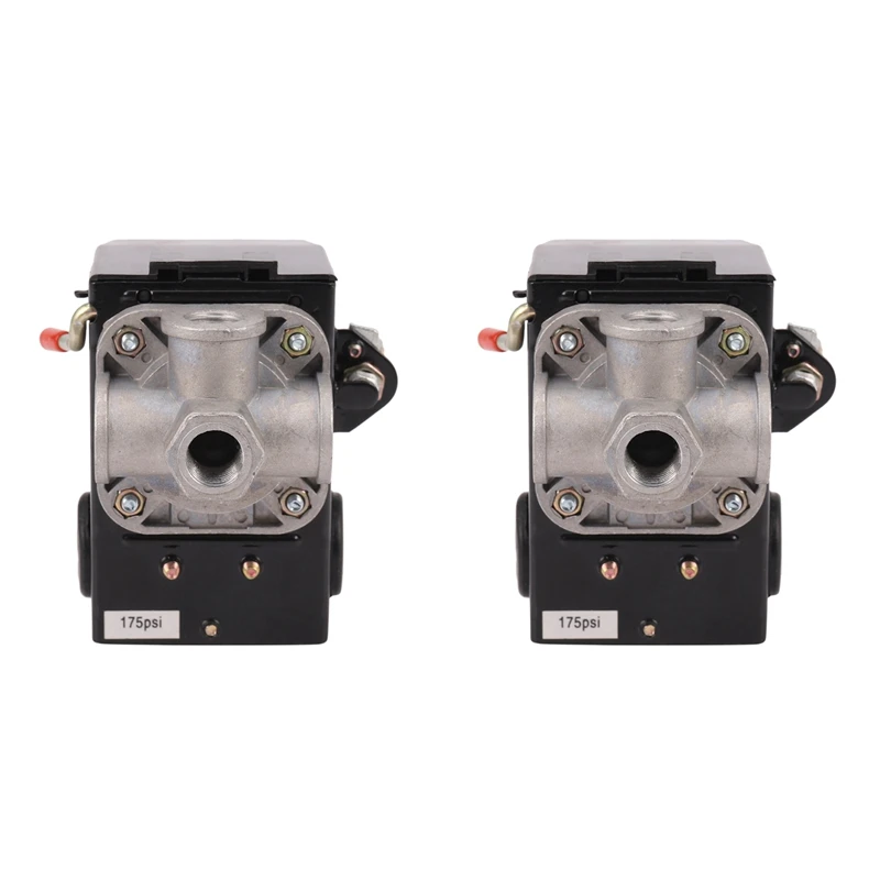 

2X Pressure Switch Control Air Compressor 140-175 PSI 4 Port Heavy Duty 26 AMP Black