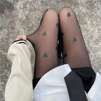 women tights black skin love stockings thick pantyhose ins bow anti hook see through stocking sexy ladies panty printed tights