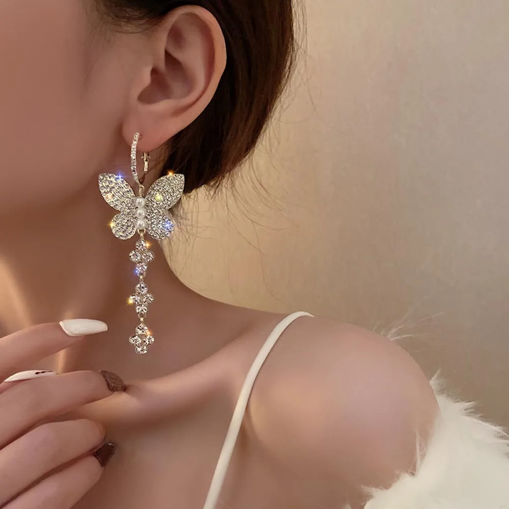 

2022 New Fashion Cute Gold Color Butterfly Earring For Women Earring Gifts Jewelry Premium Luxury Zircon Jewelry Accessories