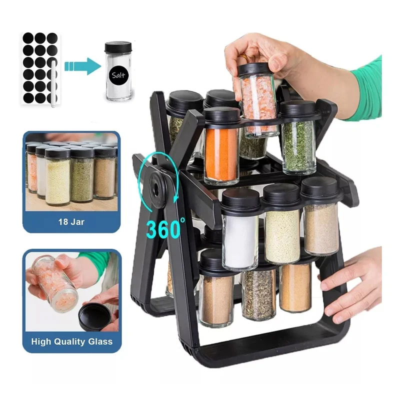 

360° Rotating Spice Storage Organizers Seasoning Bottles Holder Storage Rack Ferris Wheel Spice Jars Shelves Kitchen Accessories
