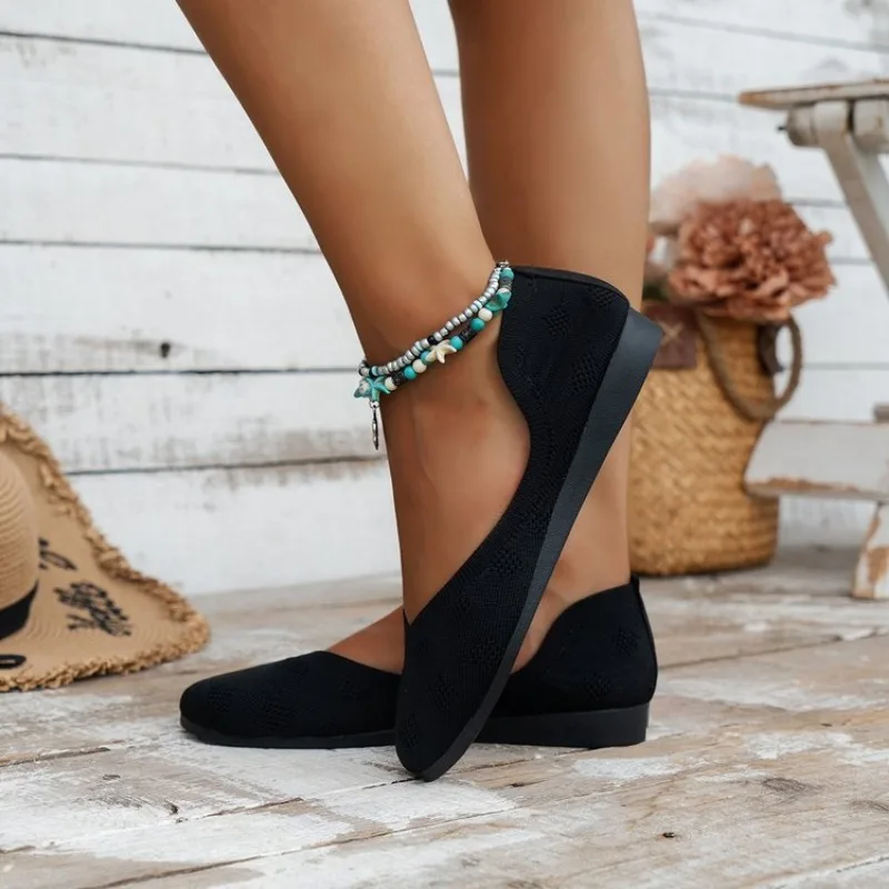 Женские туфли на плоской подошве новинка весны и осени 2024 модные с закрытым