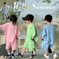 childrens clothing childrens suits cotton boys summer clothing 2022 new loose sports casual foreign boy short sleeved shorts