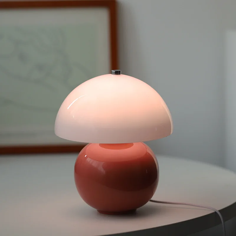 

Ceramic Glass Cream Table Lamp Middle Orange Bedroom Study B&B Atmosphere USB Powered Lovely Desk Lamp