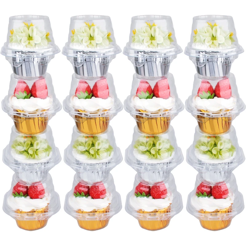 

25pcs Muffin Pastry Box Disposable Food ContainerTransparent Cake Boxes Mousse Dessert Cupcake Packing Box Food Storage Cup