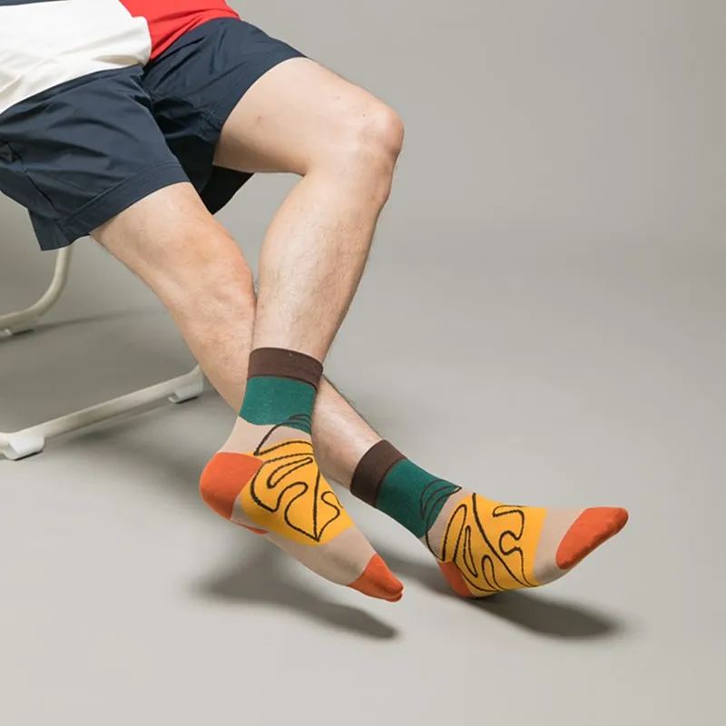 5 pairs / men's socks pure cotton medium socks summer multicolor breathable business men's socks men's deodorant socks