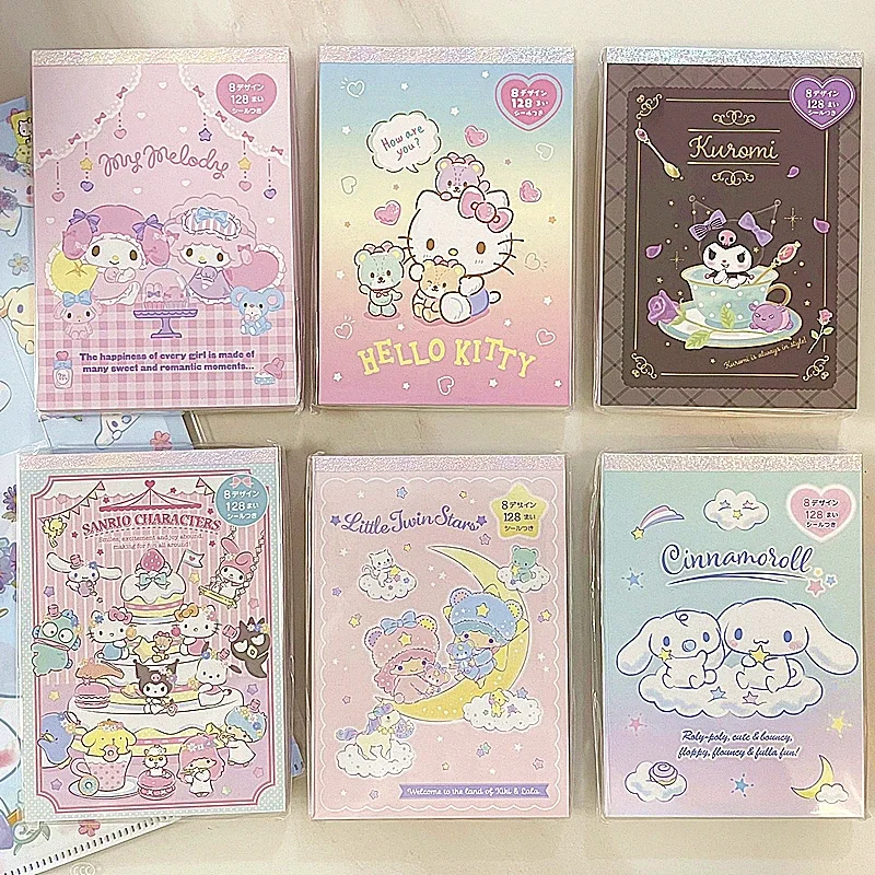 Kawaii Sanrio Hello Kitty Cinnamoroll Notepad Cute Kuromi Melody Diy стикер записная книжка студенческие