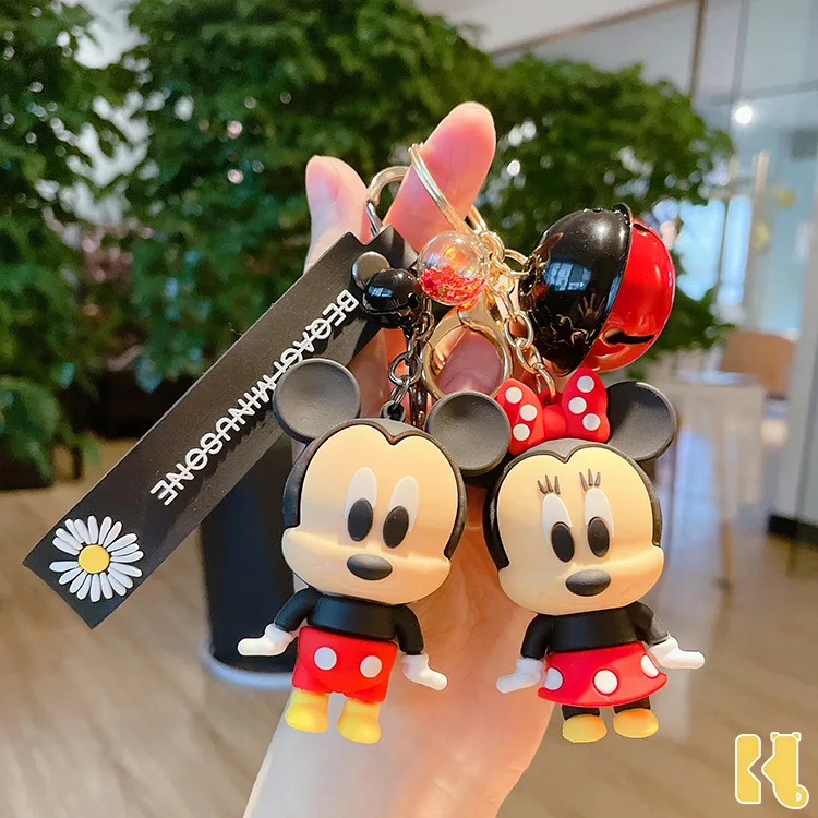 

Disney Anime Cartoon Mickey Mouse Stitch Figure Keychain Cute Doll Minnie Donald Duck Piglet Keyring Model Kid Toy Children Gift