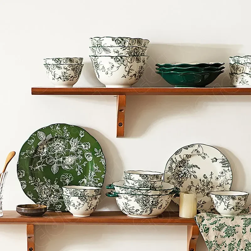 Европейский стиль Классические керамические тарелки в стиле ретро стейк паста