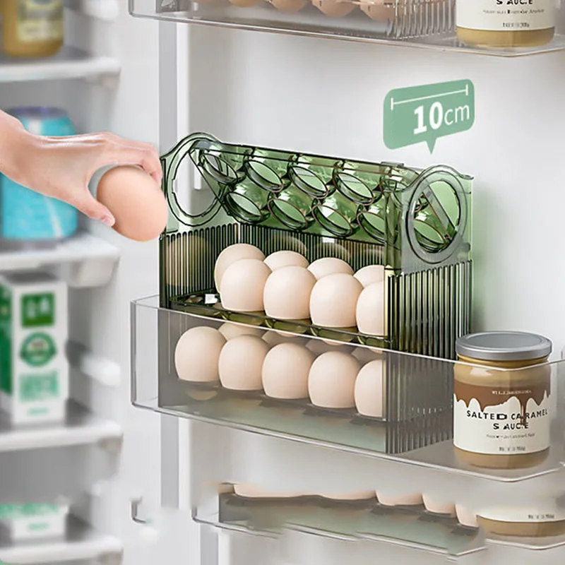 

30 Eggs Organizer Refrigerator Side Door Storage Rack Reversible Kitchen Dedicated Put Egg Tray Preservation Box Sub Egg Carton