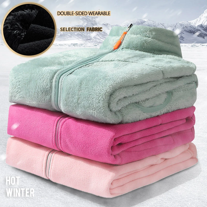 KKSKY Men's/women's Jacket Clothing Winter Double-sided Cashmere Fleece Zipper Male Coat Warm Thick Polyester Man Jackets L-5XL