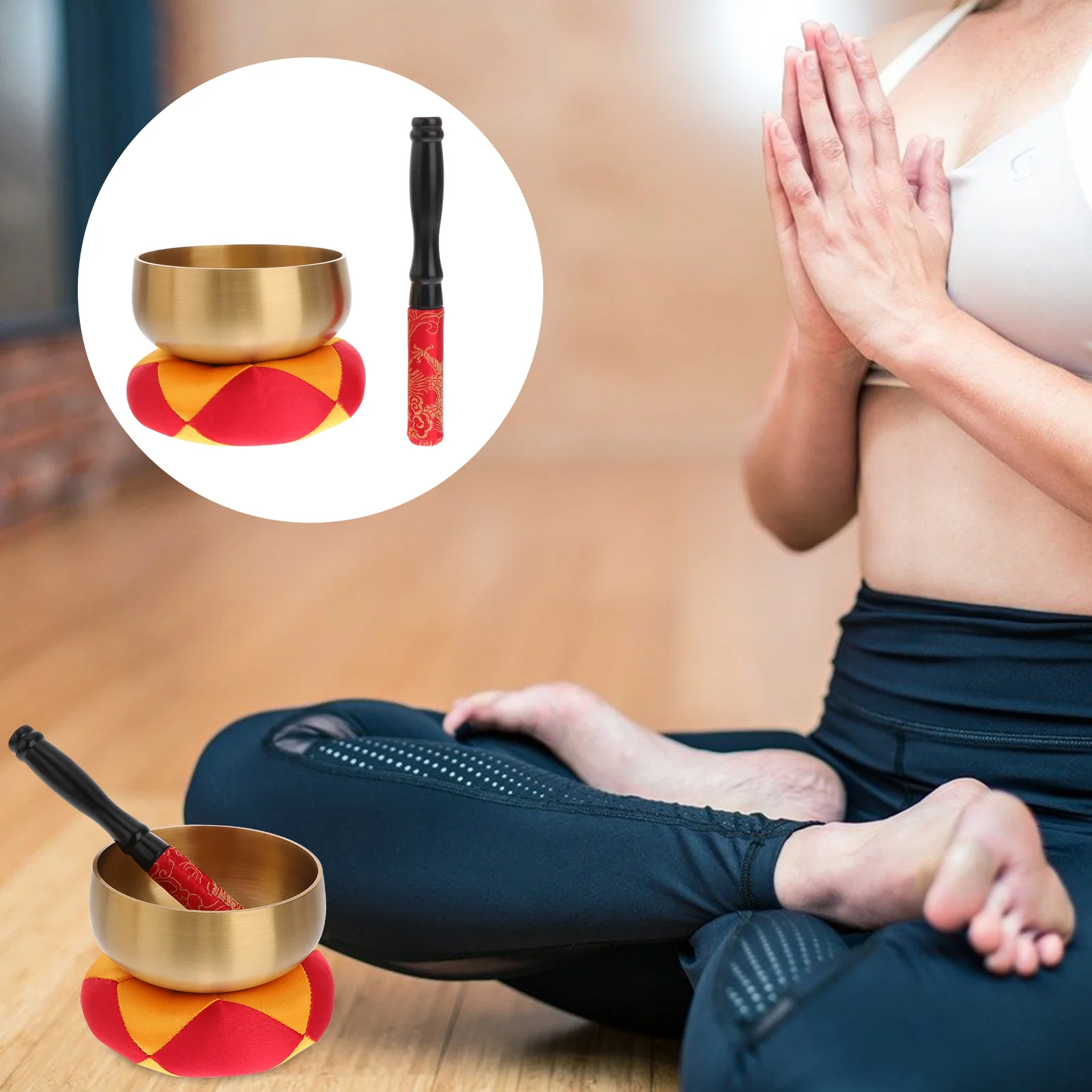 

Bowl Singing Sound Tibetan Bowls Meditation Set Calming Yoga Chakra Kit Handmade Himalayan Gifts Mindfulness Striker Chanting