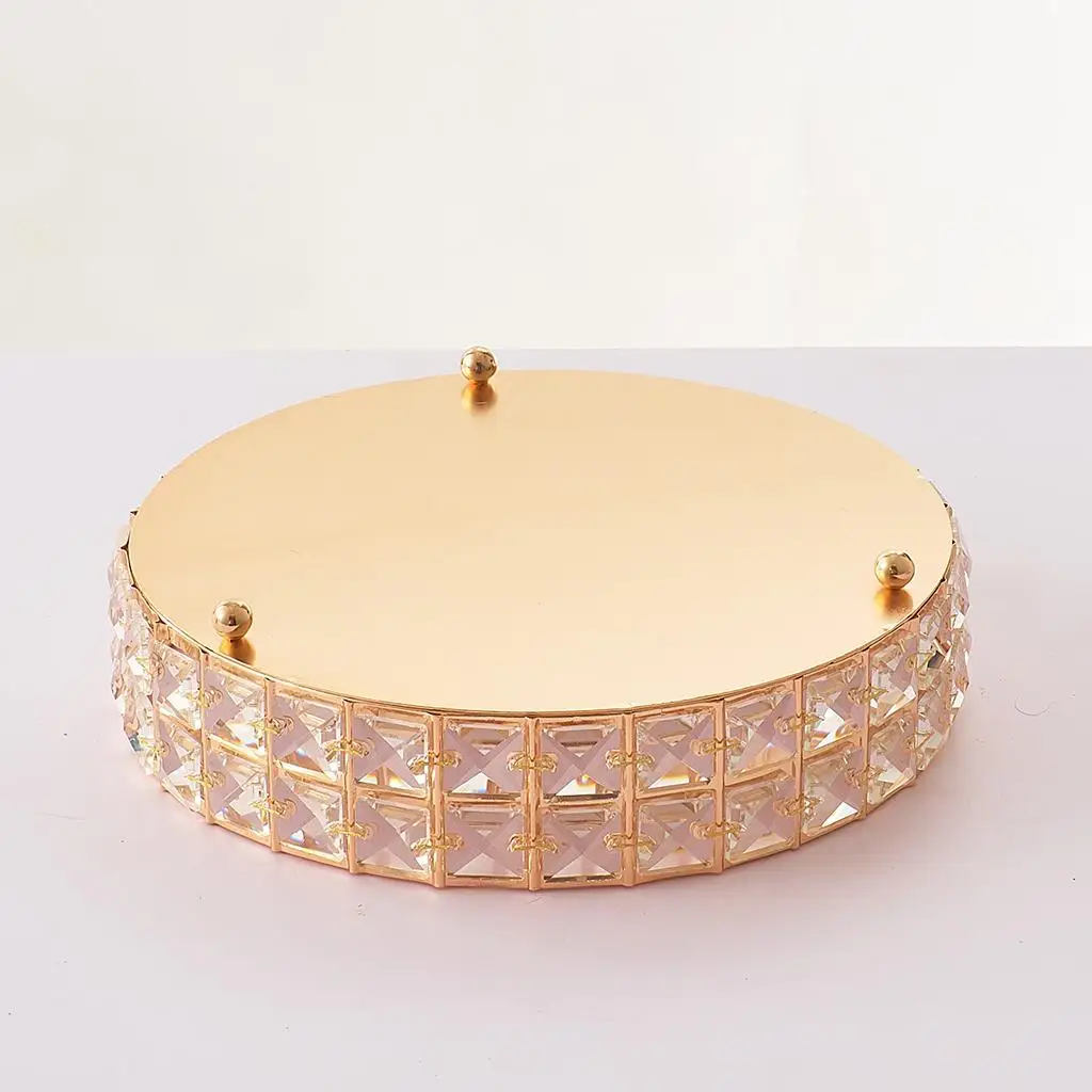 

Shining Jewelry Tray Holder Vanity Organizer Holder Plate Vanity Golden