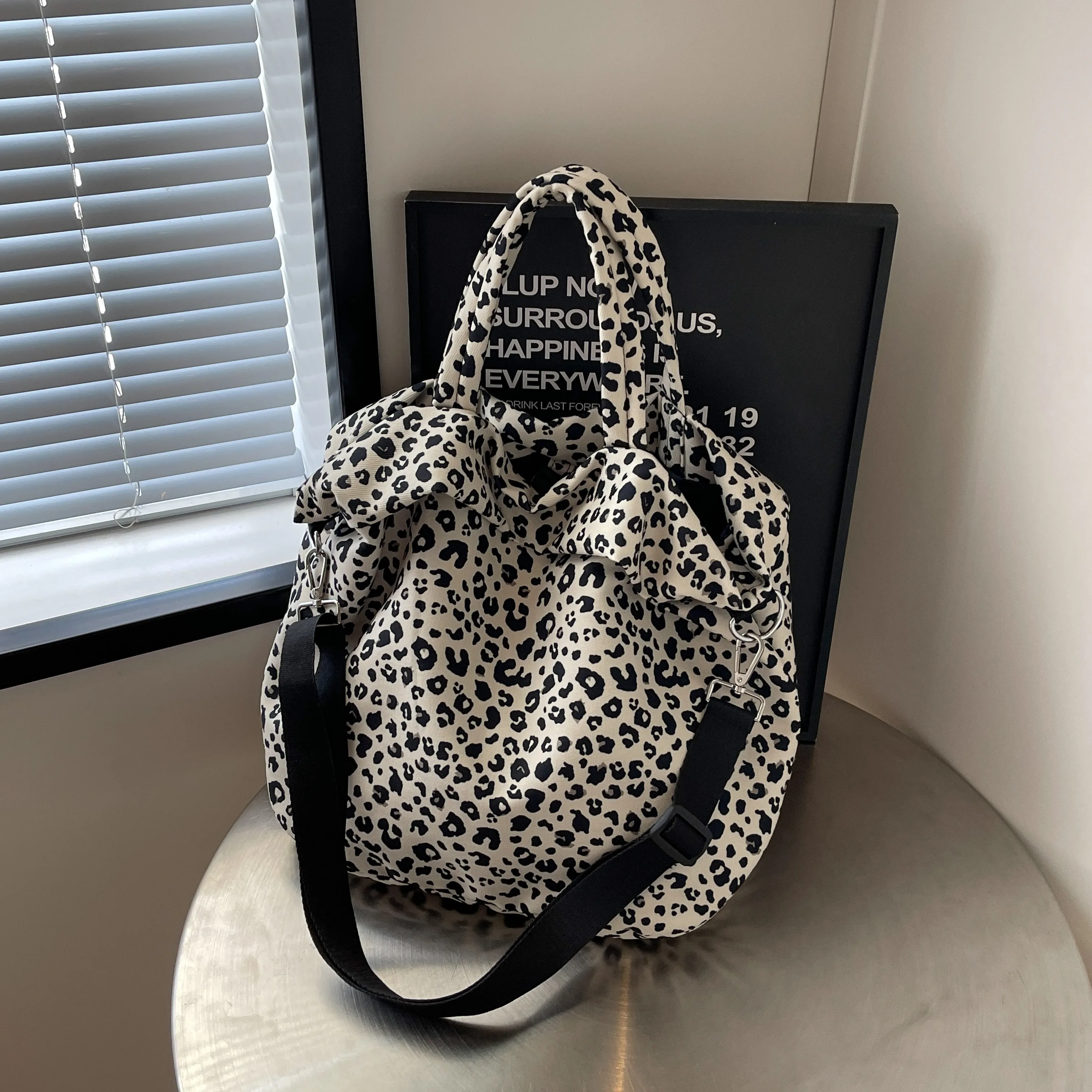 Модная Минималистичная Повседневная вместительная сумка-тоут с леопардовым