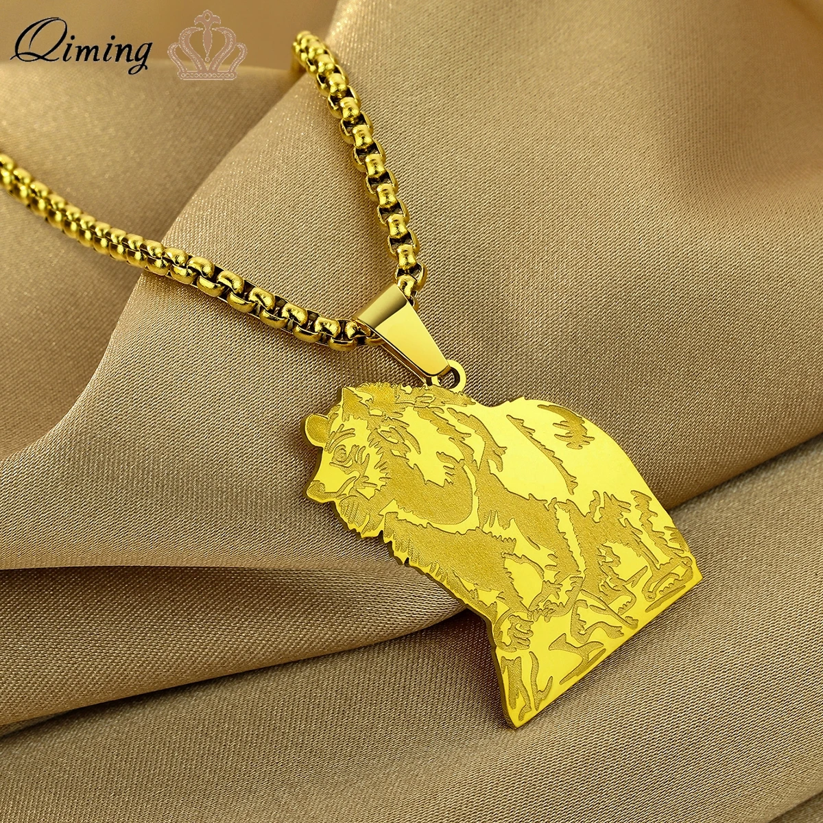 Очки QIMING медведь Андский на скале ожерелье с подвеской для женщин и мужчин